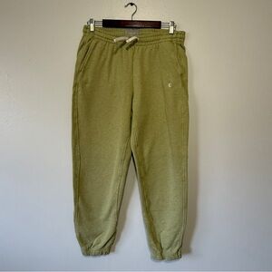 Everlane Women's Sz S 100% Organic Cotton Track Jogger Pants 25" Green Pockets